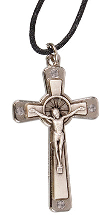 Crucifix metal/pink/swarowski