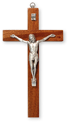 Mahogany wood Crucifix 8"