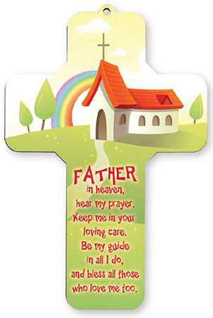 wood cross 7 1/4"father in heaven