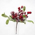 Pick w/red berry and green leaves with snow 18x13x6cm
