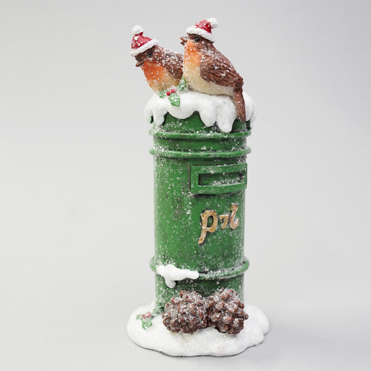 Traditional Irish Christmas postbox with robins 16cm