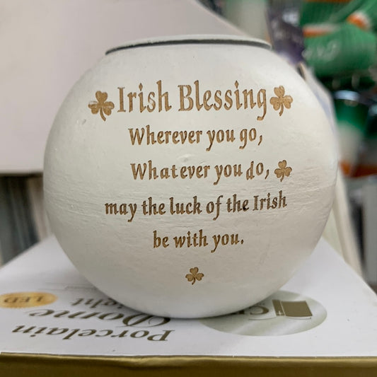 Metal painted candle holder Irish Blessing