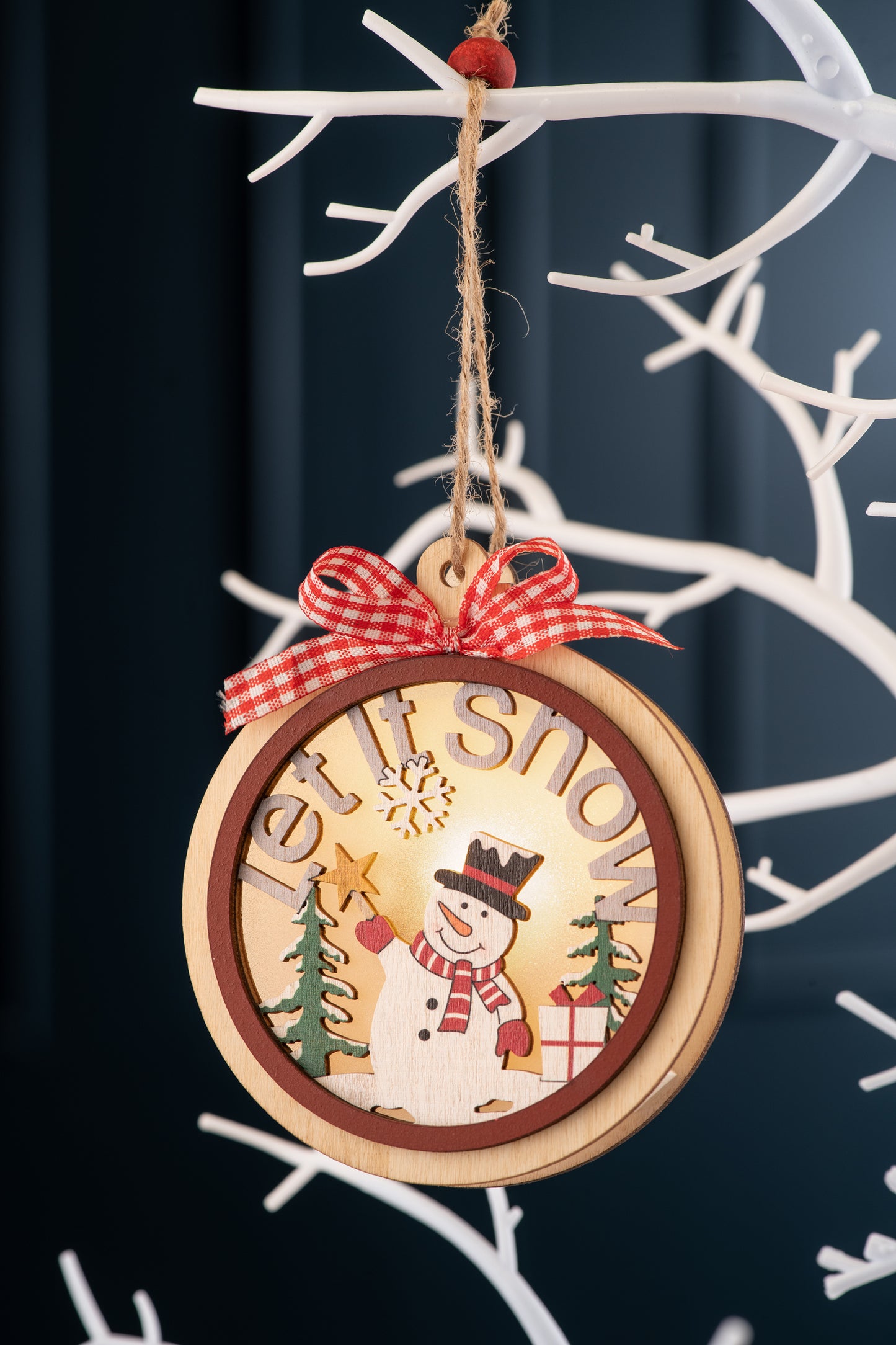 Belleek Living Let it Snow LED Wooden Ornament