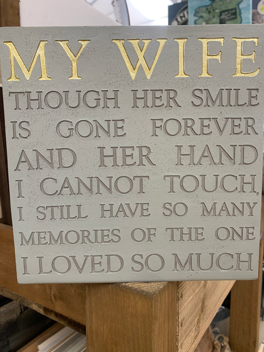 Thoughts of You Memorial Square Plaque - Wife