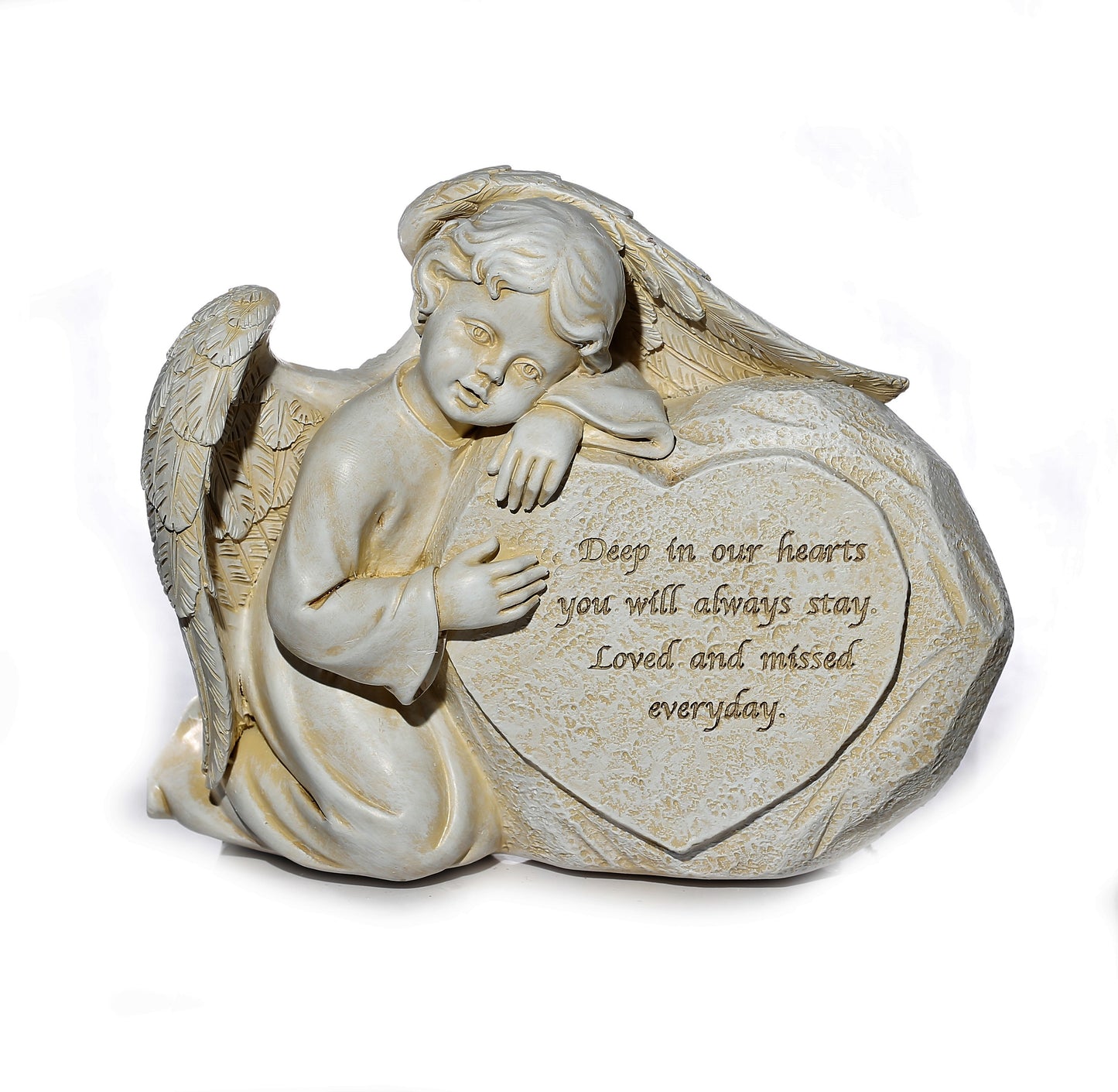 Memorial Angel with love heart 13x5.5x9.5cm