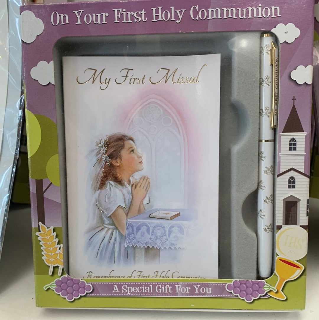 communion girl gift set / book & pen