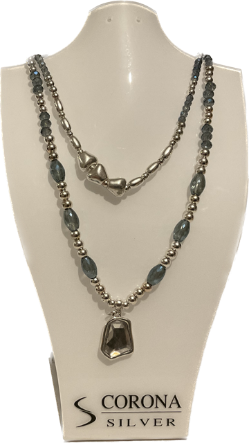 Long Blue & Silver Chain