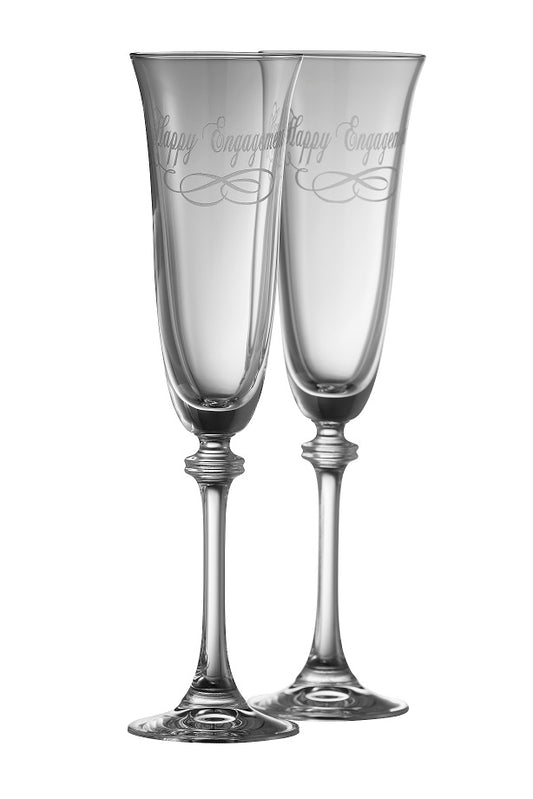 HAPPY ENGAGEMENT FLUTE CHAMPAGNE LIBERTY PAIR