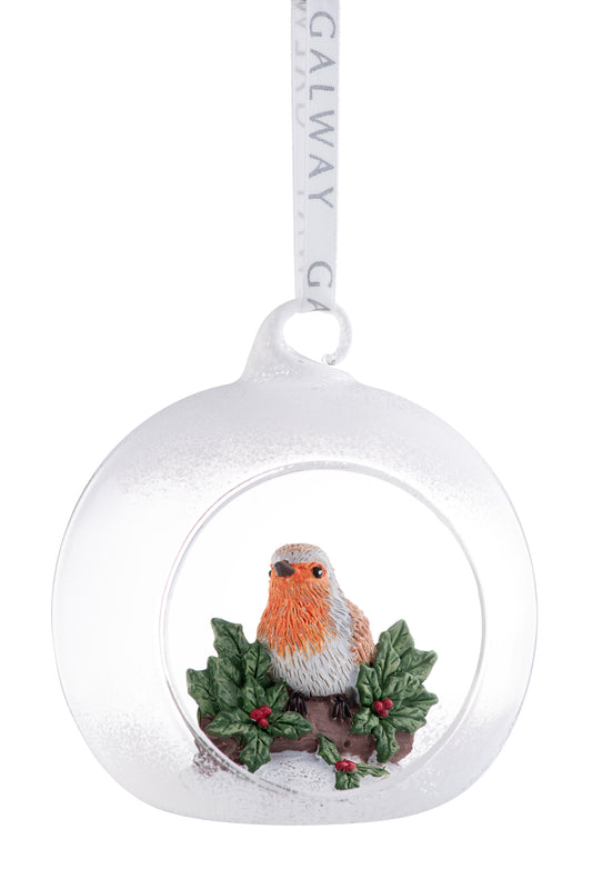 Galway Crystal Robin Hanging Bauble