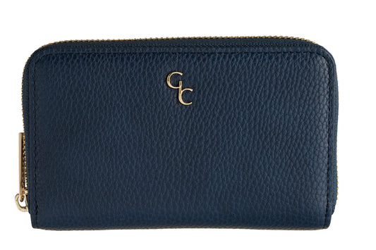 Navy Ladies Zip Purse 9x15cm