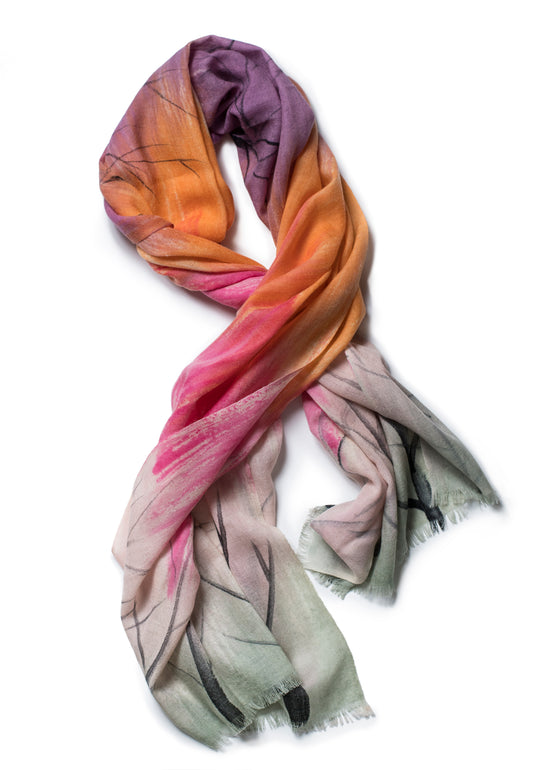 Galway Crystal Merino Wool Scarf Dusk Pink Orange