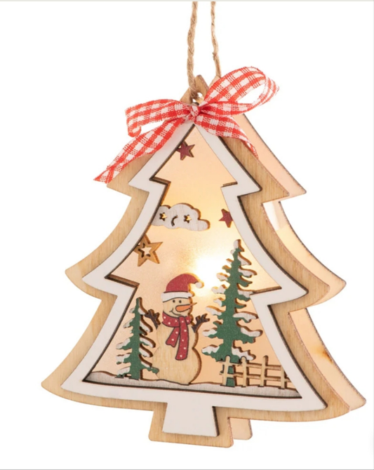 Belleek Living Christmas Tree LED Wooden Ornament