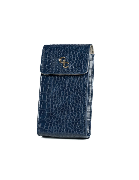 Galway Irish Crystal Mini Crossbody Bag - Navy Croc detail