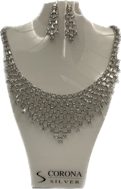 fashion necklace rhodium crystal