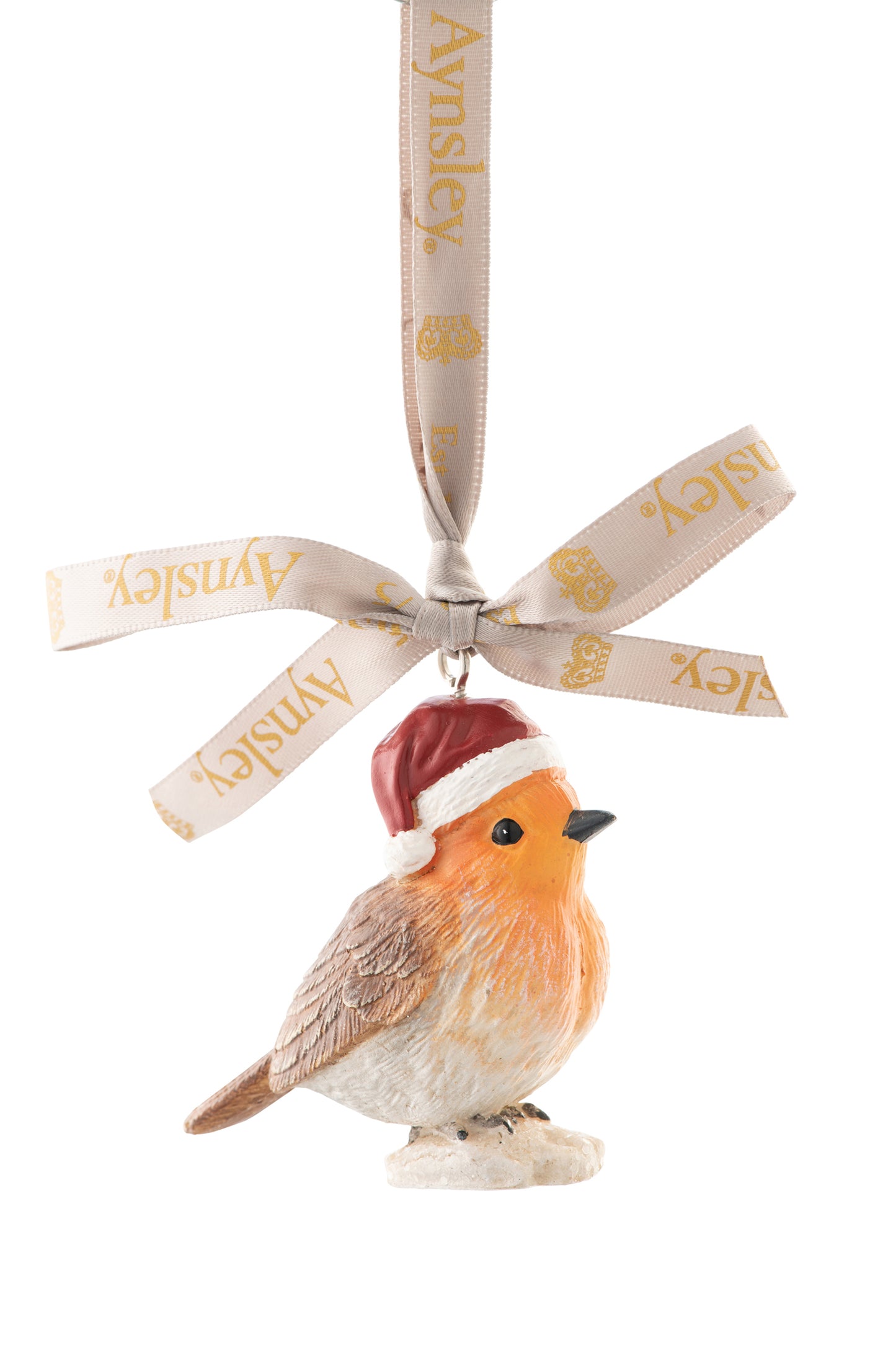 Robin Wearing Santa Hat Hanging Ornament