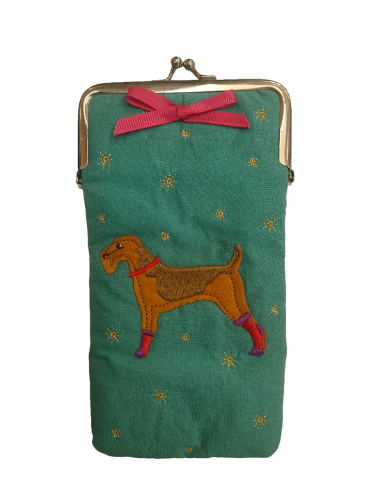 Gisela Graham Teal Coin Purse with Dog