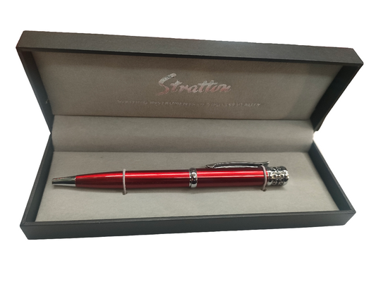 Stratton Ball Point Pen - Red Etched Pattern