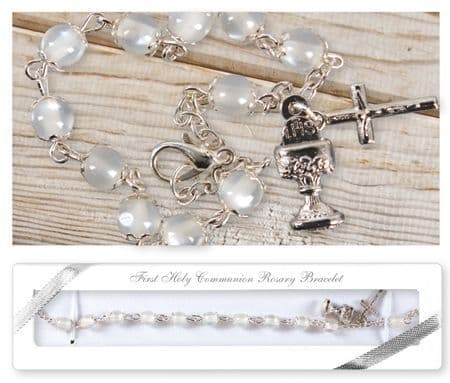 Communion Rosary Bracelet/Acrylic/Capped   (C6384)