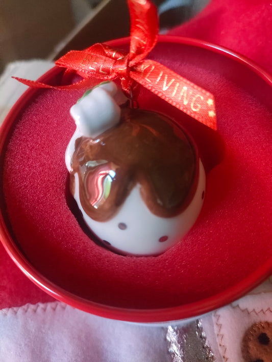 Belleek living Christmas Pudding Ornament