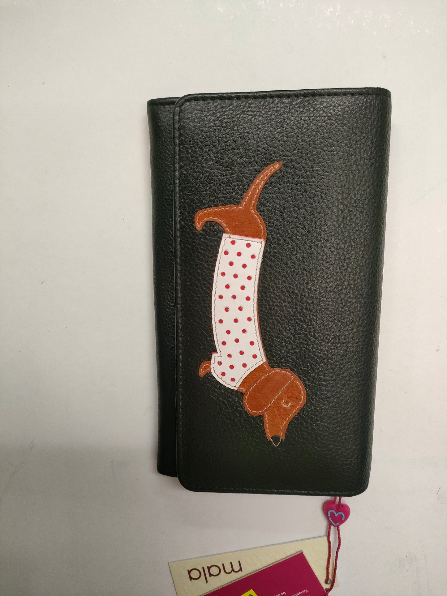 Mala Black Fold Over Sausage Dog Purse