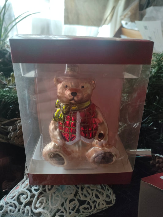 Belleek living Teddy Bear Fine Glass Bauble