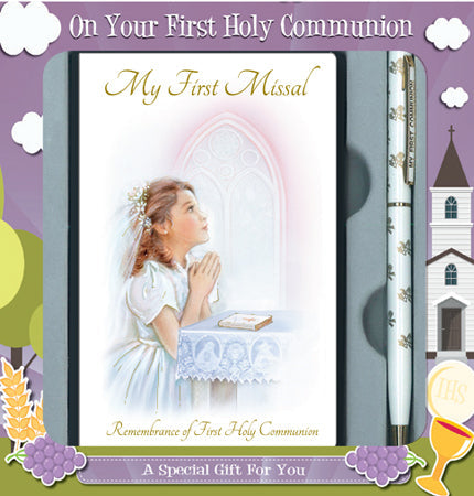communion girl gift set / book & pen