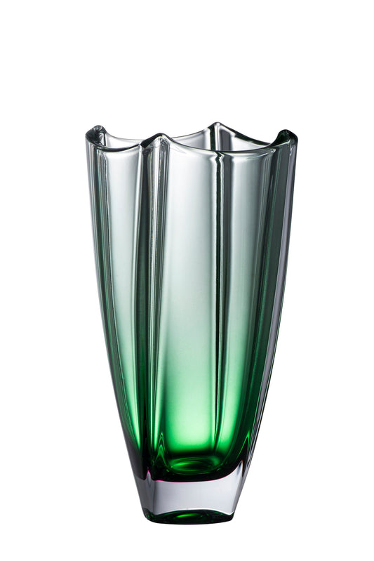 Galway Crystal Dune 10 inch Dune Square Vase Emerald