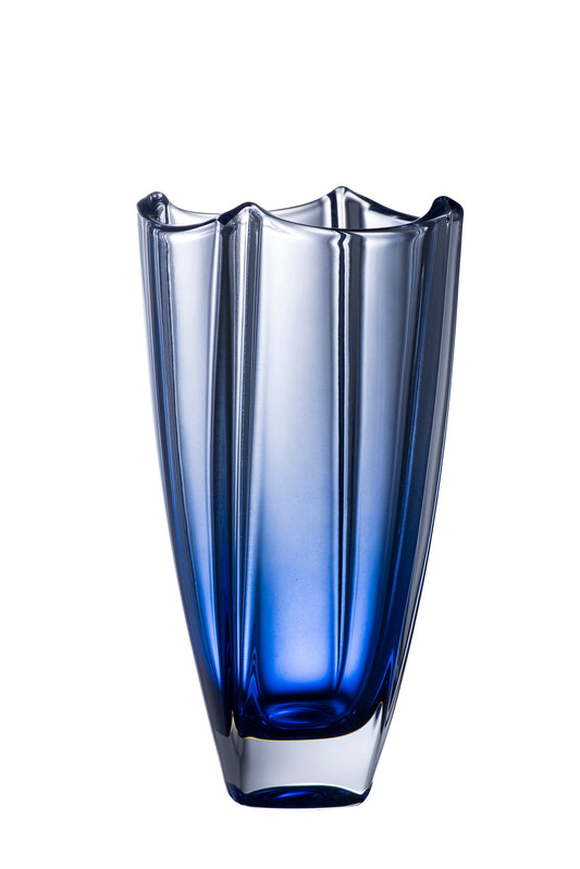 Galway Crystal Dune 10 inch Dune Square Vase Sapphire