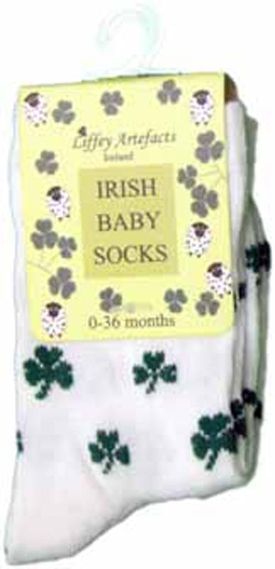 White Shamrock Baby Socks