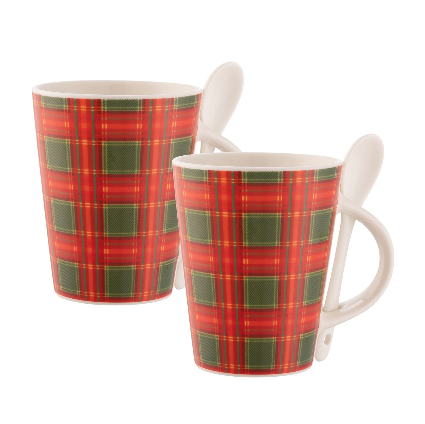 Hot Chocolate Tartan Mug % Spoon x2